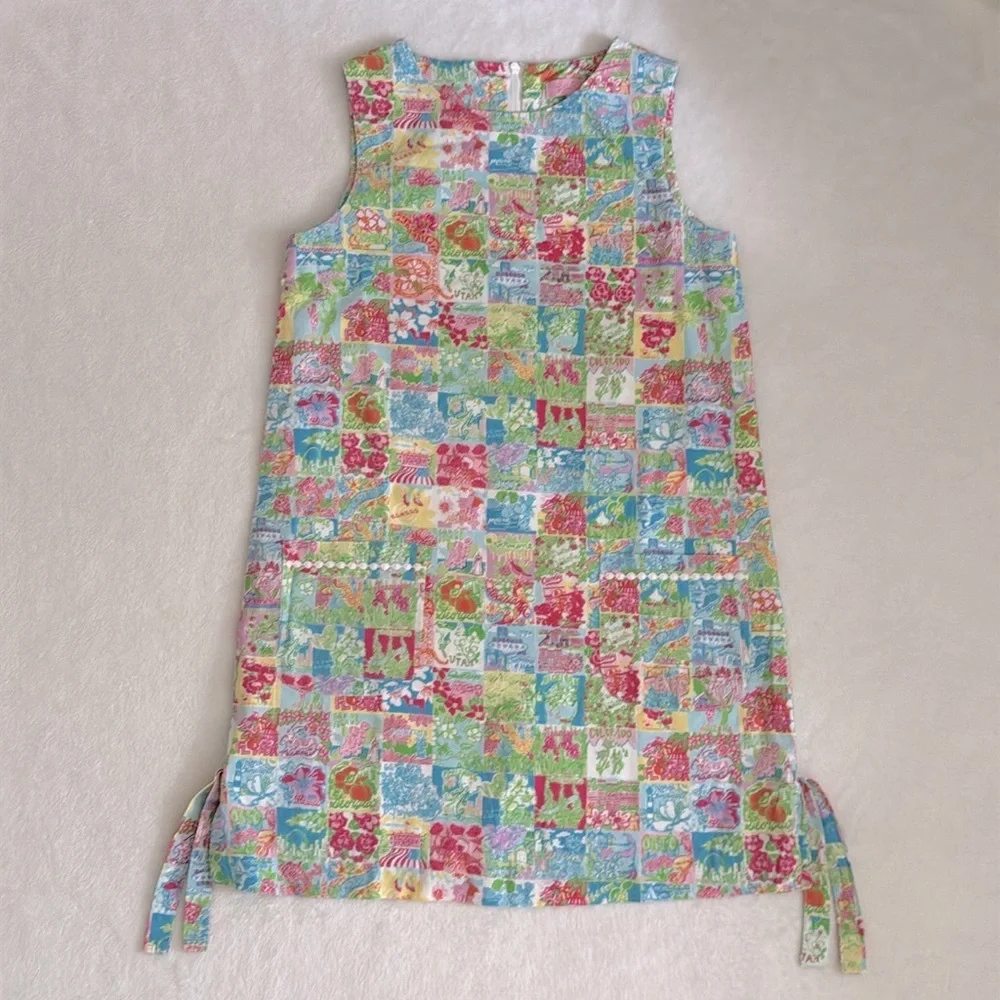 Lilly Pulitzer | State Of Mind USA Patchwork Print Classic Shift Dress (10) - Picture 1 of 16
